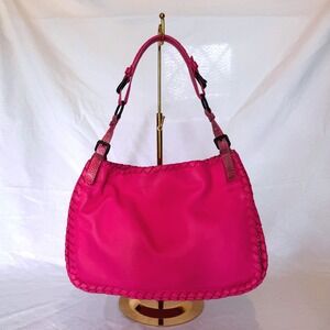 Bottega Veneta Pink Nappa Leather Python Snakeskin Intrecciato Shoulder Bag COA